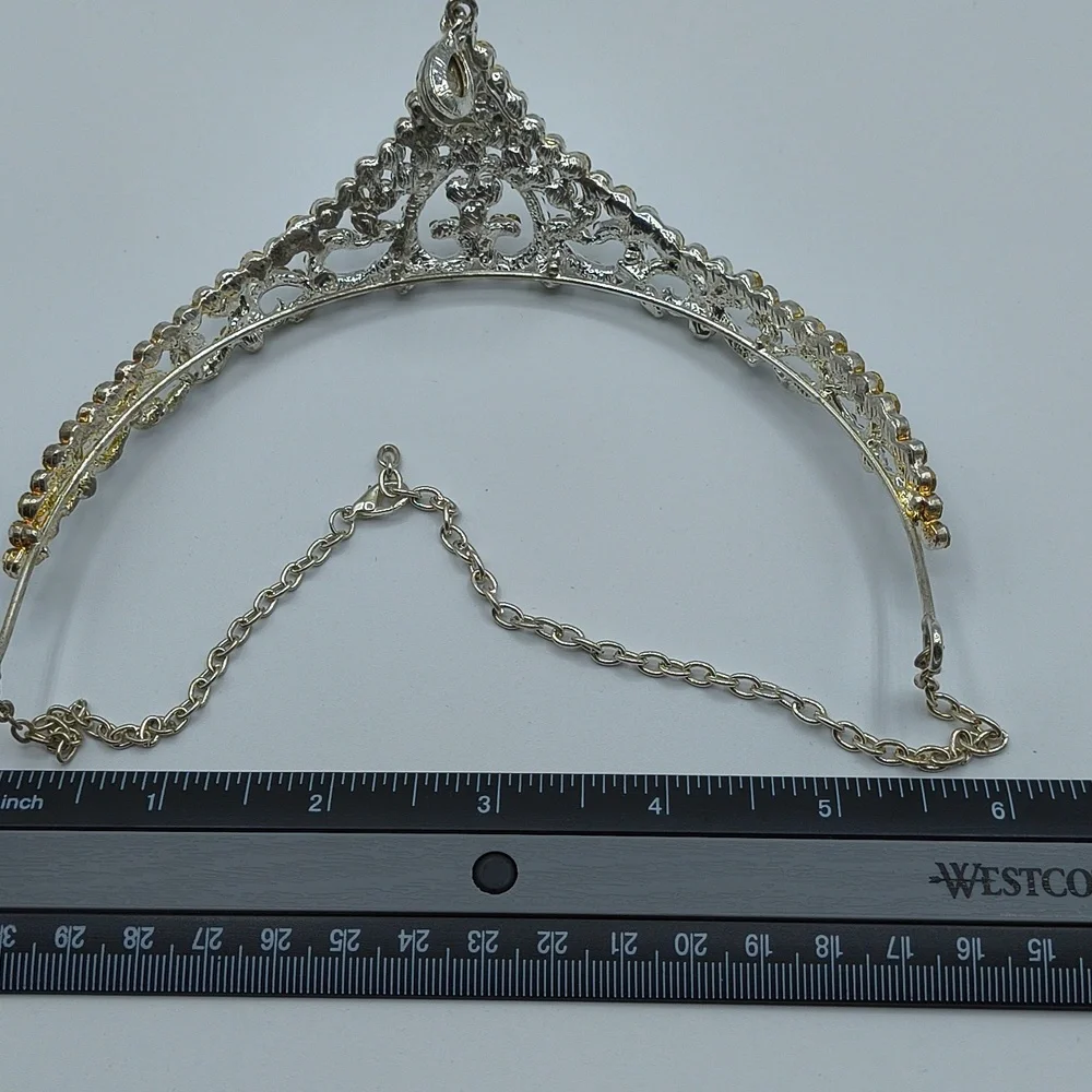 White Rhinestone Bridal Head Chain Tiara